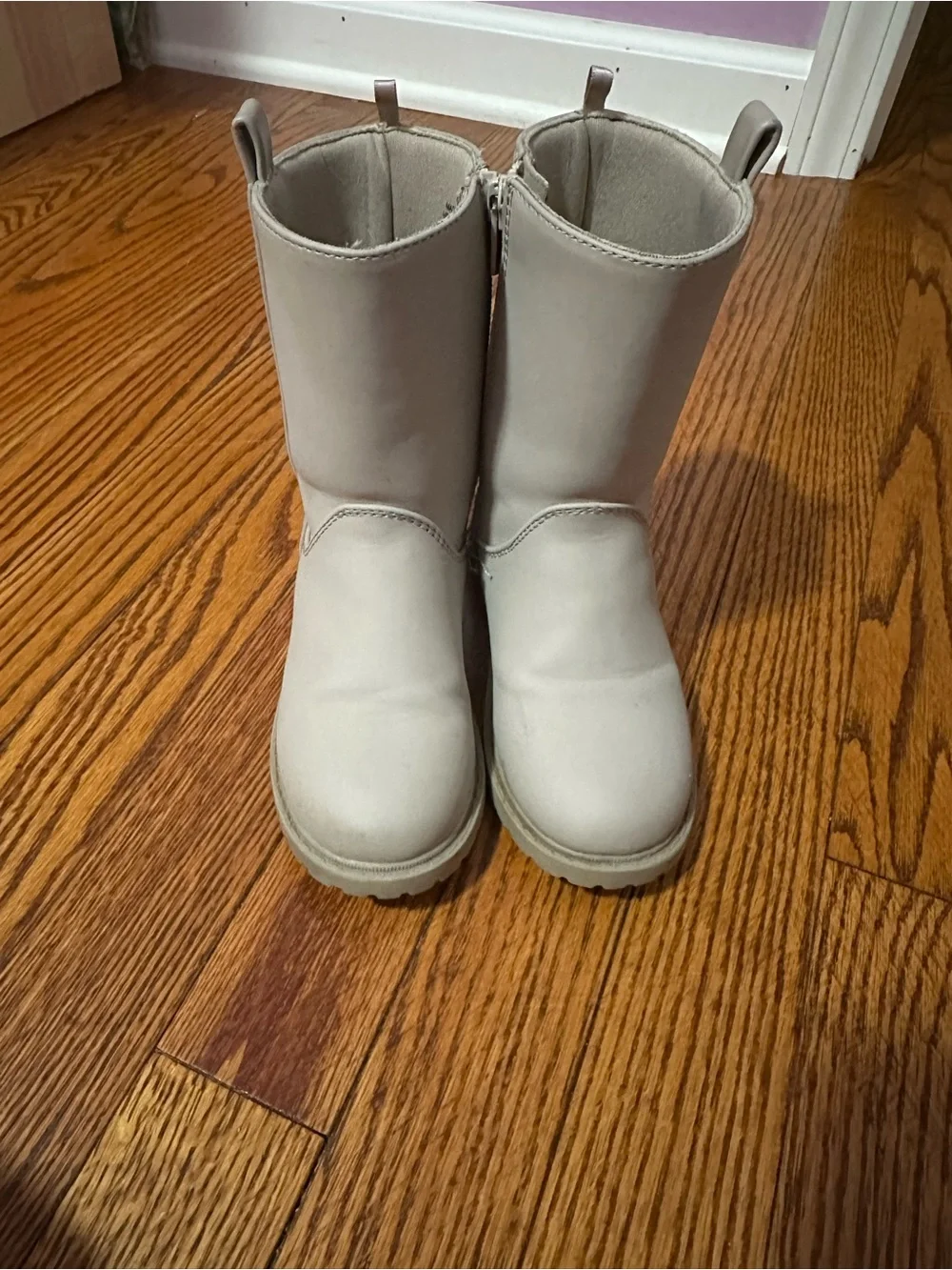 Old Navy Kids Light Taupe Side-Zip Mid-Calf Boots